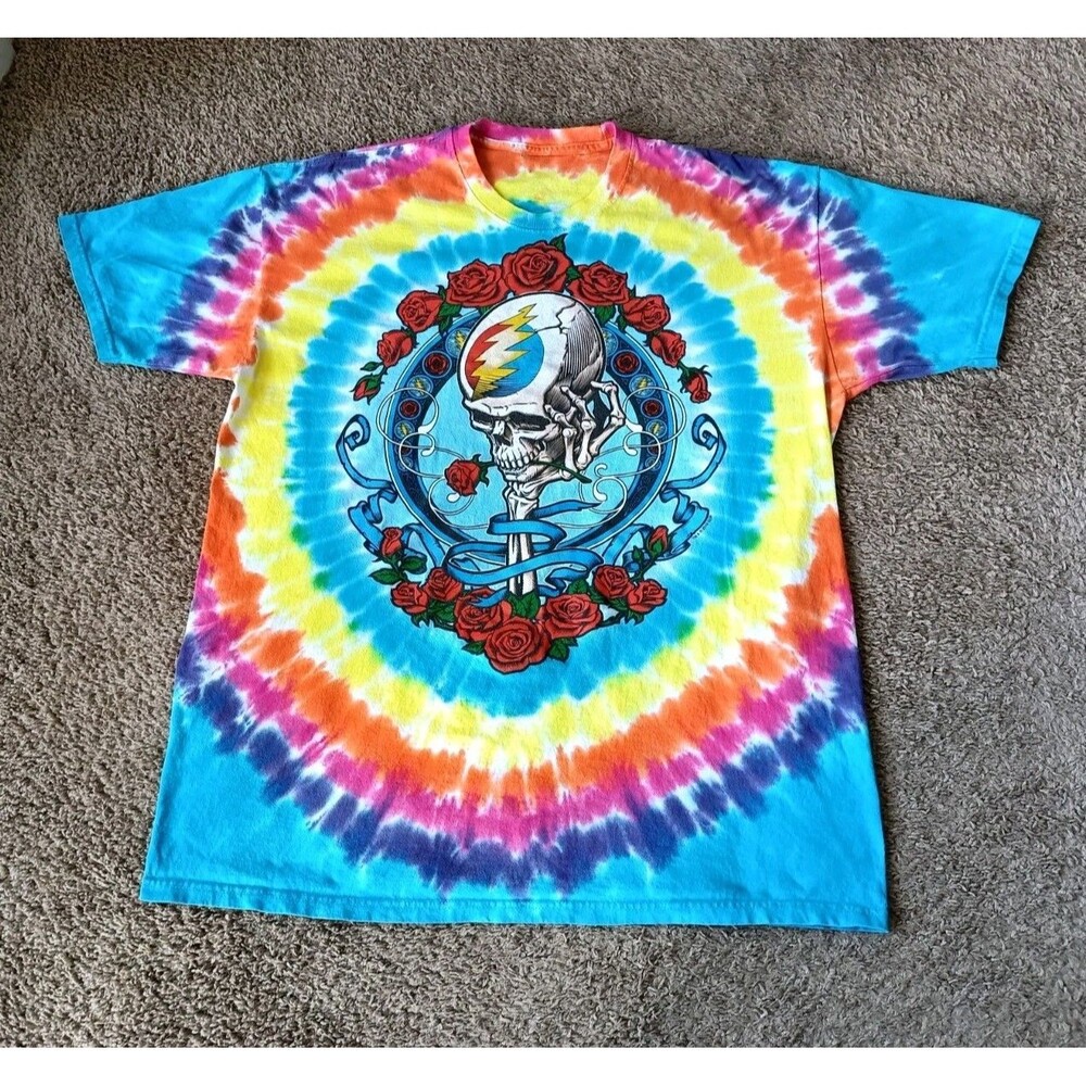 Liquid Blue Grateful Dead T-Shirt Men's Size 2XL Graphic Skull Tie Dye Shirt